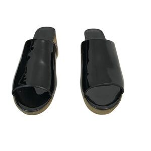 AEROSOLES Black Faux Patent Leather Siz 13 Canie Heeled Open Toe